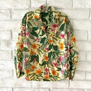 Pale Yellow Botton Down Tropical Shirt By Only  Sz S